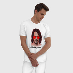 Пижама хлопковая мужская Johnny cyberpunk 2077, цвет: белый — фото 2