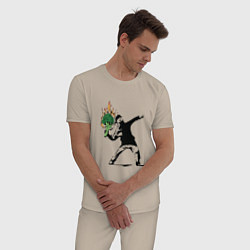 Пижама хлопковая мужская Banksy веган, цвет: миндальный — фото 2