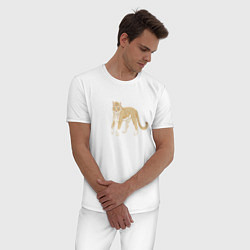 Пижама хлопковая мужская Тигр, символ 2022, цвет: белый — фото 2