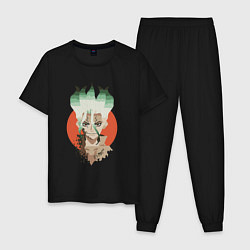 Пижама хлопковая мужская Senkuu art, цвет: черный