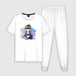 Пижама хлопковая мужская Shouko Komi, цвет: белый