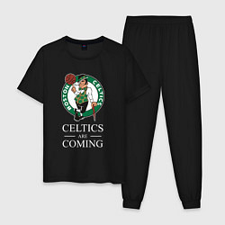 Пижама хлопковая мужская Boston Celtics are coming Бостон Селтикс, цвет: черный