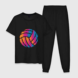 Пижама хлопковая мужская Ball Volleyball, цвет: черный