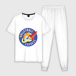 Пижама хлопковая мужская Volleyball Express, цвет: белый