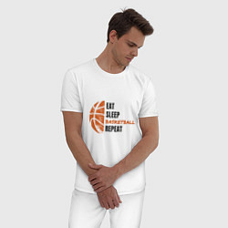 Пижама хлопковая мужская День Баскетбола, цвет: белый — фото 2
