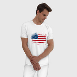Пижама хлопковая мужская Американский флаг Stars, цвет: белый — фото 2