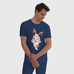 Пижама хлопковая мужская Шустрый зайчишка, цвет: тёмно-синий — фото 2