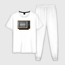 Пижама хлопковая мужская Лебединое по ТВ, цвет: белый