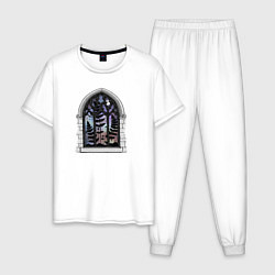 Пижама хлопковая мужская Папоротник В Окне, цвет: белый