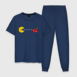 Пижама хлопковая мужская Pac-man 8bit, цвет: тёмно-синий