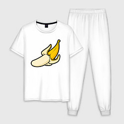 Пижама хлопковая мужская Почисть банан, цвет: белый