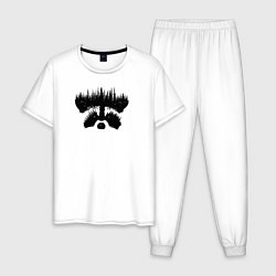 Пижама хлопковая мужская Енот и Лес, цвет: белый