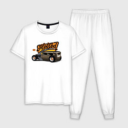 Пижама хлопковая мужская Classic retro car, цвет: белый