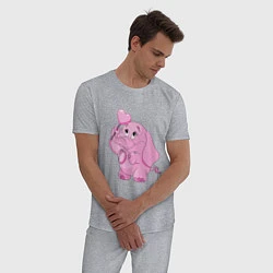 Пижама хлопковая мужская Розовый слонёнок, цвет: меланж — фото 2