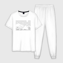 Пижама хлопковая мужская Горные Линии, цвет: белый