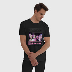 Пижама хлопковая мужская BLACKPINK Lovesick Girls, цвет: черный — фото 2