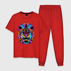 Пижама хлопковая мужская Color lion Neon, цвет: красный