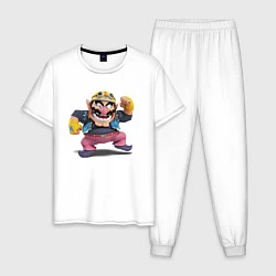 Пижама хлопковая мужская Wario Super Mario, цвет: белый