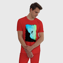 Пижама хлопковая мужская Дроп, цвет: красный — фото 2