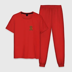 Пижама хлопковая мужская Лента 9 мая, цвет: красный