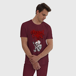 Пижама хлопковая мужская Cannibal Corpse skeleton, цвет: меланж-бордовый — фото 2