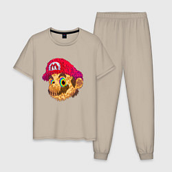 Пижама хлопковая мужская Super Mario Sketch Nintendo, цвет: миндальный