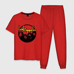 Пижама хлопковая мужская Led Zeppelin Лед Зеппелин, цвет: красный