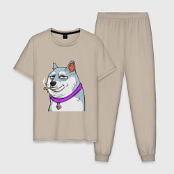 Пижама хлопковая мужская NFT DOGE, цвет: миндальный