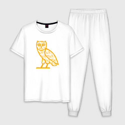 Пижама хлопковая мужская Drake сова, цвет: белый