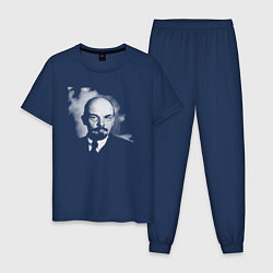 Пижама хлопковая мужская Владимир Ленин, цвет: тёмно-синий