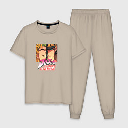 Пижама хлопковая мужская Дио Брандо и Куджо Джотаро, цвет: миндальный