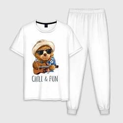 Пижама хлопковая мужская CHILL & FUN, цвет: белый