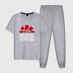 Пижама хлопковая мужская RHCP Logo Red Hot Chili Peppers Logo, цвет: меланж
