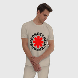 Пижама хлопковая мужская Peppers logo, цвет: миндальный — фото 2