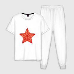 Пижама хлопковая мужская Звезда векторная, цвет: белый