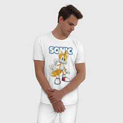 Пижама хлопковая мужская Майлз Тейлз Прауэр Sonic Видеоигра, цвет: белый — фото 2