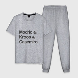 Пижама хлопковая мужская Modric, Kroos, Casemiro, цвет: меланж