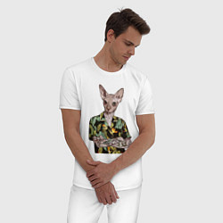Пижама хлопковая мужская Наикрутейший котяра Hipster, цвет: белый — фото 2