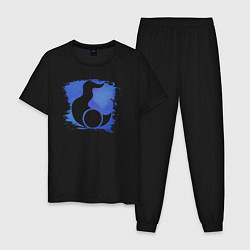 Пижама хлопковая мужская Знак Тзинча пятно, цвет: черный