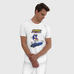 Пижама хлопковая мужская Sonic Free Riders Hedgehog Racer, цвет: белый — фото 2