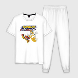 Пижама хлопковая мужская Майлз Тейлз Прауэр Sonic Free Riders, цвет: белый