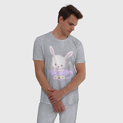 Пижама хлопковая мужская Милый Крольчонок Внутри Чашки, цвет: меланж — фото 2