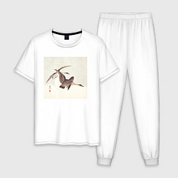 Пижама хлопковая мужская Geese and Full Moon, цвет: белый