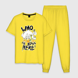 Пижама хлопковая мужская Утка босс, цвет: желтый