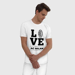 Пижама хлопковая мужская AC Milan Love Классика, цвет: белый — фото 2