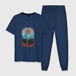 Пижама хлопковая мужская Vintage trails, цвет: тёмно-синий