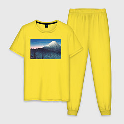 Пижама хлопковая мужская Mount Fuji From Hakone Гора Фудзи, цвет: желтый