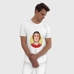 Пижама хлопковая мужская Роналду - Манчестер, цвет: белый — фото 2