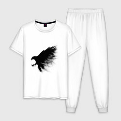 Пижама хлопковая мужская Ворон из дыма, цвет: белый