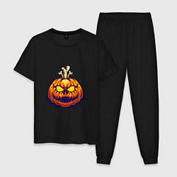 Пижама хлопковая мужская Праздник - Хэллоуин, цвет: черный